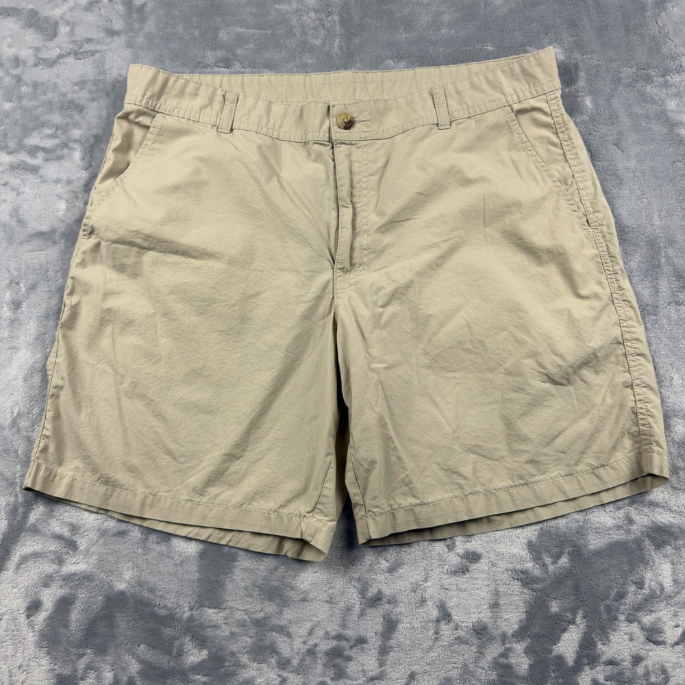 Columbia Mens Tan Khaki Cotton Chino Hiking Shorts Size 36, 8 Inch Inseam